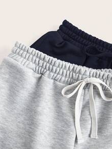 SHEIN EZwear 2 piezas Pantalones de chándal de pierna ancha de unicolor casual para mujer