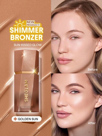 Sun Beam Shimmer Liquid Bronzer-Golden Sun Bronzer Liquido Non Grasso Lunga Durata Naturale Shimmer Bronzer Contouring Contorno Leggero Marchio Bellezza Trucco Cosmetico Per Donne Ragazze Perfetto Per Autunno Inverno Ideale Per Y2K Elegante Moda Adatto Per Compleanno Natale Presente Festa Pronto Migliore Colore