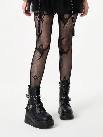 Grunge Punk 1 Paar schwarze, hochdehnbare, sexy Halloween Leggings