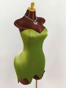 Amplova 万圣节仙女COS露肩露背交叉吊带连衣裙 - 綠色 - 查看 2