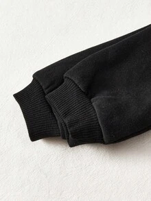 Cozy Pixies Áo nỉ tay raglan có khóa kéo nửa cho bé trai và quần nỉ - màu đen - Xem 5