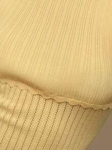 SHEIN BAE 女士休闲纯色时尚高领无袖毛衣 - 黃色 - 查看 7