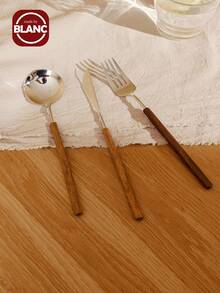 Madebyblanc 1件北欧风格304镜面西式餐具，304不锈钢牛排刀叉，便当饭勺