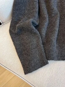 Franclia Nuevo suéter de otoño/invierno con bordado de cuentas, diseño elegante y de moda para mujeres - Gris - Ver 4