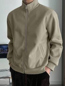 DAZY 男士纯色基本款运动衫、卫衣和夹克 秋冬 - 綠色 - 查看 5