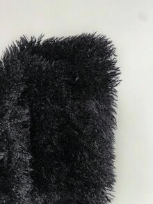 Elamini 女式黑色毛绒露背紧身迷你连衣裙，高端拼接毛茸茸下摆性感派对俱乐部连衣裙 - 黑色 - 查看 3