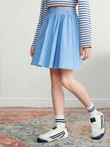 Joliand Joliand 1 件青少年女孩优雅都市可爱蓝色迷你裙，适合休闲、日常、郊游、居家、海滩、夏季 - 藍色 - 查看 1