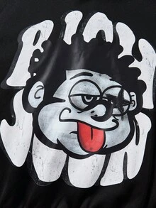 Bolty 青少年/男童休闲日常百搭舒适印花套头卫衣，宽松长袖图案卫衣，男童黑色卫衣，男童动漫卫衣，男童卡通卫衣，适合生日派对、晚宴、演出、婚礼、洗礼、开幕式等场合，日常穿着舒适，适合上学、旅行、运动，也适合秋冬季节穿着。 - 黑色 - 查看 4