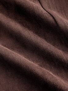 SHEIN MOD 大码女式纯色无袖麂皮流苏下摆休闲外套，度假装，秋季，女装，锐舞节，演唱会，70年代复古风，文艺复兴风格，秋季外套，外出流苏背心西部风 - 棕色 - 查看 4