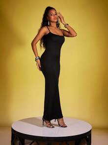 INAWLY 女士纯色简约休闲吊带裙