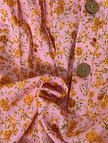 Franclia 大码夏季休闲碎花荷叶边领衬衫 女式衬衫 夏季波西米亚风衬衫 波西米亚风女式上衣 夏季休闲上衣 - 珊瑚橙 - 查看 6