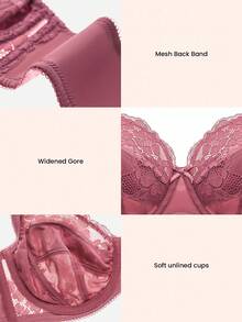 LUVLETTE 女士全覆盖内衣休闲曲线支撑透气钢圈性感无衬里白色迷你蕾丝优雅文胸新娘内衣