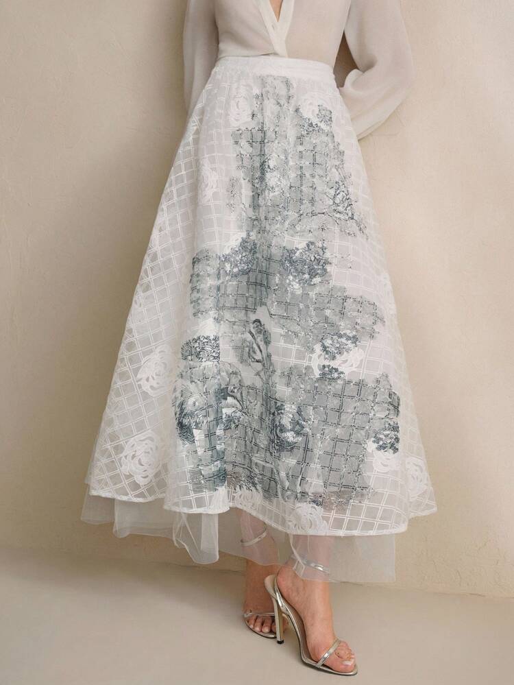 Women's Classical Flowing Chinese Style Tulle Skirt