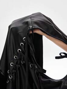 ROMWE Grunge Punk Fashionable Criss-Cross Strap Plush Trim Costume Outfit