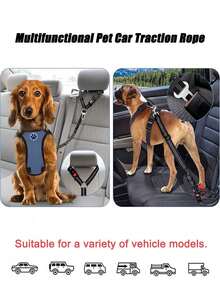 1pc Pet Car Seat Belt Retractable Leash, Heavy Duty Dog Harness Seatbelt - Ideal Pet Family Essential - Black - View 11