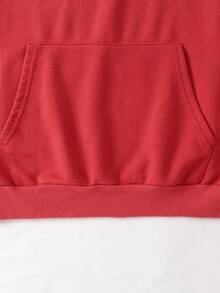 ROMWE MEN Street Life Men's Distressed Hoodie With Holes, Loose Short Style, Fall - Red - View 4