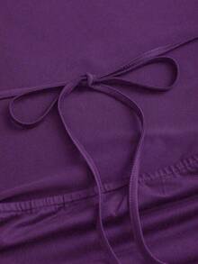 Sweetra 黑色低胸露背系带无袖性感紧身迷你连衣裙 - 紫色 - 查看 4