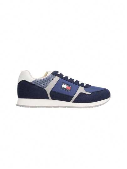 Tommy Hilfiger Logo Mixed Texture Men's Trainers Dark Blue EM0EM01590