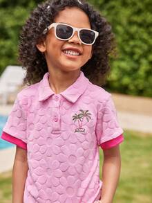 Joliand Joliand 2 Stücke Set für Kleine Mädchen, eleganter City-Stil, süße Urlaubs-Palmenstickerei, rosa kurzärmliges Poloshirt und Shorts, geeignet für Treffen, Reisen, Partys, Sommer. 2 Stücke Kinderkleidungsset für Kleine Jungen für den Sommer. Sommerkleidungsset für Kinder. Outfit-Sets für Kinder im Sommer. Sommerkleidung für Kinder. - Pink - Übersicht 5