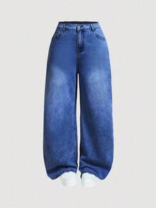 EURMUSE Quần jean denim dáng rộng, đa năng, có túi cỡ lớn dành cho nữ - Rửa tối - Xem 1