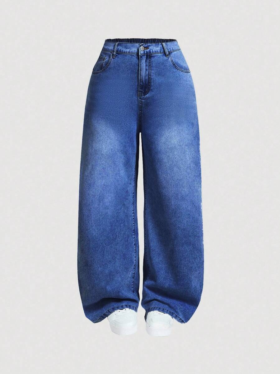 EURMUSE Quần jean denim dáng rộng, đa năng, có túi cỡ lớn dành cho nữ - Rửa tối - Xem 1