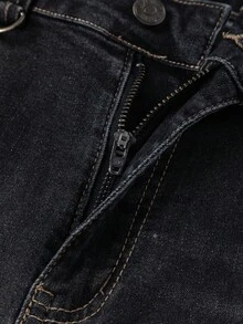 ROMWE MEN Street Life Men's Pocket Design Frayed Flared Casual Jeans