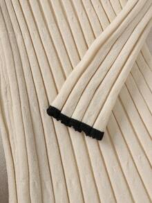 Franclia New Autumn European & American Style Sexy Fitted Vintage V-Neck Elegant Knit Sweater Dress For Women - Beige - View 7