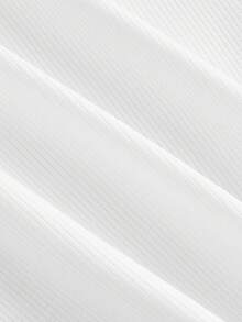 SHEIN BASICS 休闲简约罗纹宽领女式长袖 T 恤，百搭，打底衫，秋冬 - 彩色 - 查看 8