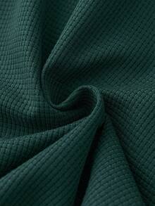 EMERY ROSE Plus Size Casual Solid Color Loose T-Shirt, Autumn - Dark Green - View 5