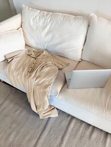 DAZY Gestreifter Kontrast-Knopf-Vorderseite Drop Shoulder Kurzarm Damen Pyjama Set