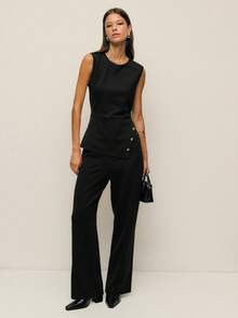 Nöista Women's Elegant Solid Color Sleeveless Jumpsuit For Commuting - Black - View 1