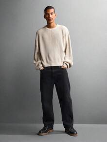 SUMWON Chunky Ribbed Knit Sweater Drop Shoulder Pullover Boyfriend Style Casual Winter Texture Oversized Long Sleeve Fashion Basic Knitwear Plain - Khaki - View 3