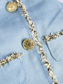 PETSIN 1pc Pet Coat, Cat And Dog Autumn And Winter Open Button Shirt, Comfortable Small Fragrant Windbreaker - Blue - View 6