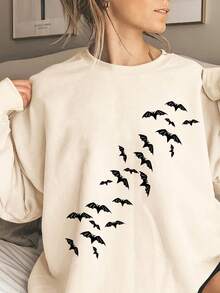 EMERY ROSE 加大码万圣节连帽衫，加大码街头图案长袖运动衫，可爱秋冬上衣，度假风