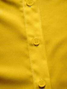 EMERY ROSE 女士休闲骑士图案长袖纽扣衬衫，适合春季、秋季、大学校园等场合穿着。 - 黃色 - 查看 5