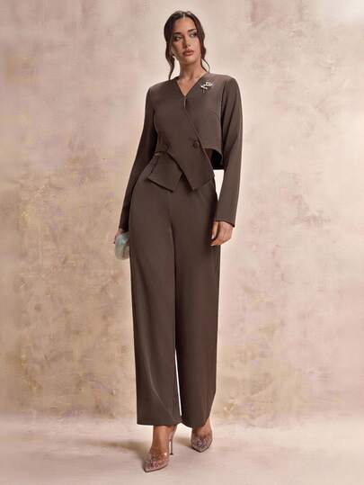 Modelyn Women's Elegant Business Suit, Jacket And Pants Set In Fall/Winter