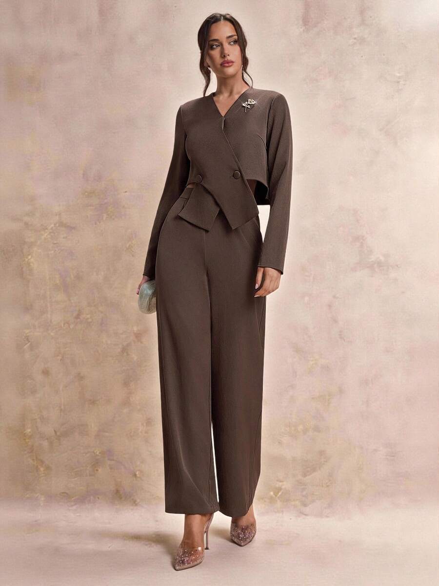 Modelyn Women's Elegant Business Suit, Jacket And Pants Set In Fall/Winter