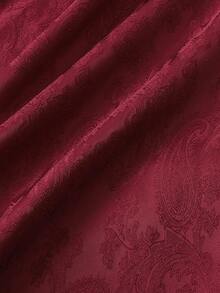 Manfinity AFTRDRK Men Long Sleeve Front Button Fashionable Versatile Casual Jacquard Retro Shirt, Red Paisley Burgundy Dress Shirt, Fall - Burgundy - View 3