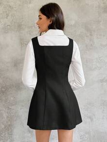 SHEIN Unity Nuevo vestido elegante sin mangas de alta gama con estilo retro francés para otoño - Negro - Ver 2