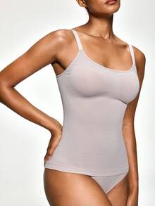 SHAPORA Pakaian Dalam Pembentuk Tubuh yang Nyaman dan Tanpa Jahitan untuk Wanita, Atasan Kasual Rumahan, Warna Nude - Khaki - View 5