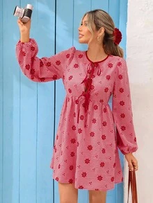 Vivid Eden Women's Casual Plaid Floral Embroidery Mini Dress For Vacation