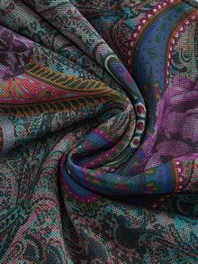 ROMWE Bộ bikini 2 mảnh họa tiết Paisley in hình lễ hội âm nhạc phương Tây phong cách Hippie cổ điển dành cho nữ, viền tua rua đính cườm và khăn sarong buộc dây - Nhiều màu - Xem 3