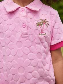 Joliand Joliand 2 Stücke Set für Kleine Mädchen, eleganter City-Stil, süße Urlaubs-Palmenstickerei, rosa kurzärmliges Poloshirt und Shorts, geeignet für Treffen, Reisen, Partys, Sommer. 2 Stücke Kinderkleidungsset für Kleine Jungen für den Sommer. Sommerkleidungsset für Kinder. Outfit-Sets für Kinder im Sommer. Sommerkleidung für Kinder. - Pink - Übersicht 7