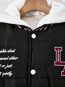 男童冬季夹克新款加厚棒球款外套，适合大童秋冬加厚保暖外套 - 黑色 - 查看 5