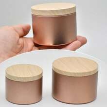 SHEIN 12 套香槟玫瑰金色蜡烛罐，带盖，用于制作蜡烛 - 铁容器 4 盎司和 8 盎司组合装