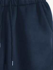 EURMUSE 純棉 2件組男士字母印花運動衫與運動長褲套裝 - 藍色 - 查看 4