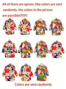 1 件儿童艺术围裙长袖防污绘画工作服防护服适用于艺术项目工艺品绘画学校活动防水易清洁