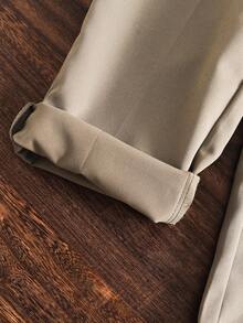 小男孩白色裤子，腰部带扣设计，适合各种派对、节日和聚会 - 軍綠色 - 查看 3