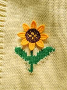 Vintaside Kids Girls' Cute Sunflower Shawl Cardigan Fall Winter - Yellow - View 8