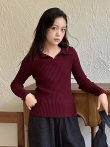 DAZY Jersey de cuello alto ajustado para niña preadolescente, para otoño/invierno